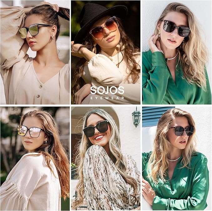 SOJOS Sunglasses for Women Men Vintage Style Shades SJ2157