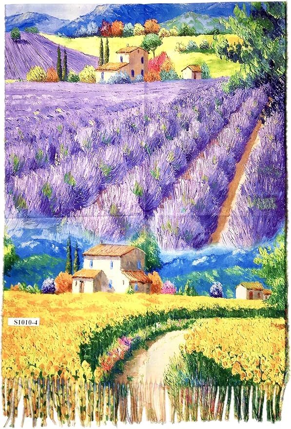 Plum Feathers Super Soft Cashmere Feel Double Sided Reversible Art Shawl Scarf Van Gogh Monet Klimt Inspired