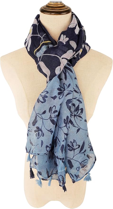 YOUR SMILE Large Boho Scarf for Women Lightweight Floral Printed Scarves Fall Winter Fashion Fringed Shawl wraps