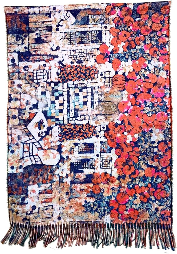 Plum Feathers Super Soft Cashmere Feel Double Sided Reversible Art Shawl Scarf Van Gogh Monet Klimt Inspired