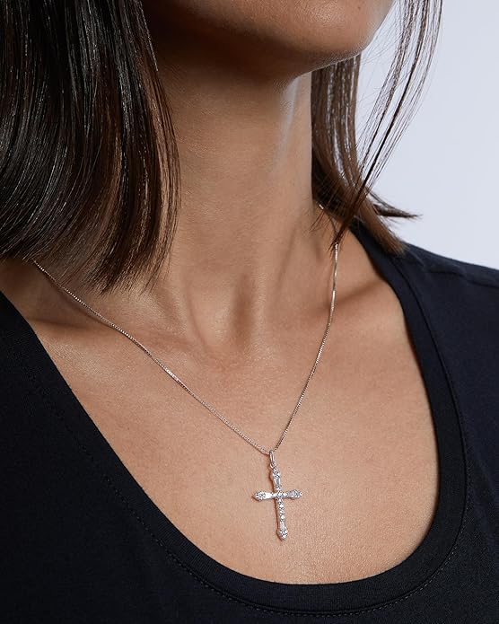 Milla 14K Gold Plated Cross Necklace for Women, Silver Cross Necklaces for Women, 18 inches Chain with Cross Pendant