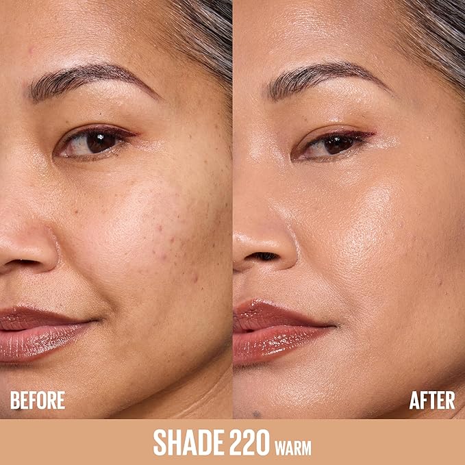 Maybelline Lifter Plump & Glow Foundation, Liquid Foundation with 2% Niacinamide + Hyaluronic Acid, Plumping and Brightening Face Makeup, 220, 1 Count