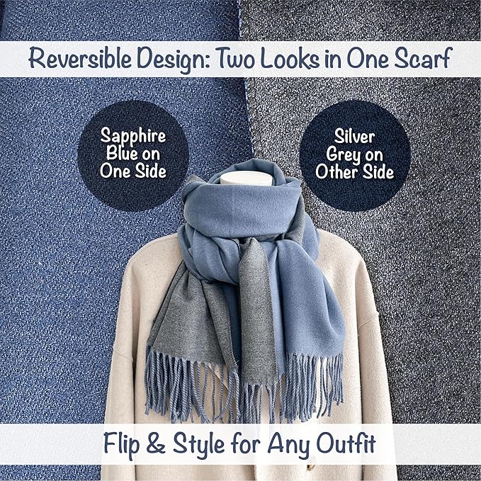 Winter Scarf for Women-Reversible Scarf with Cashmere-Like Softness 70x200cm - Warm Shawl Wrap -Pashmina Shawls Wrap