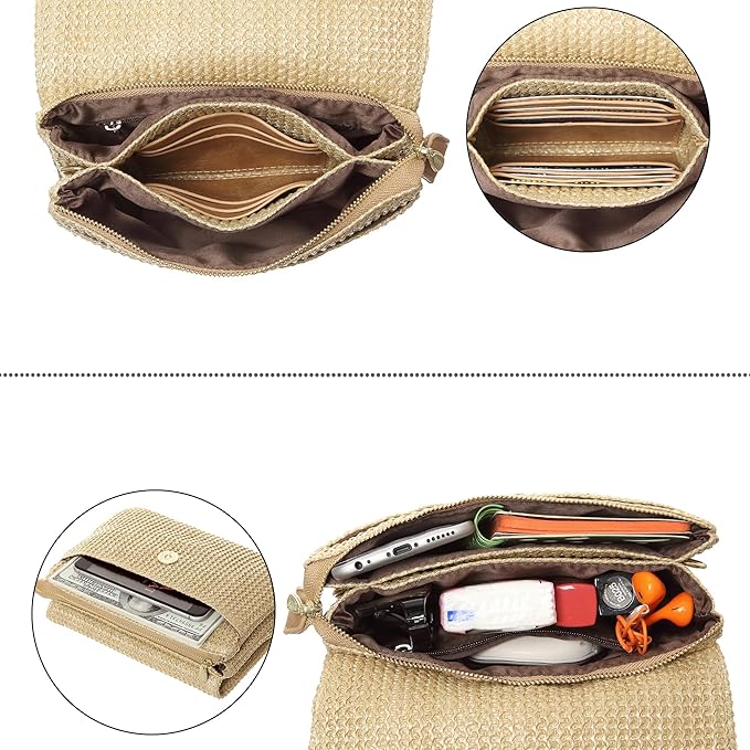 MINICAT Straw Small Summer Purses for Women Crossbody Purse Beach Bags for Everyday Cruise Travel Vacation Essentials | Straw, Small, Summer, for Everyday, Cruise, Travel, Vacation, Essentials