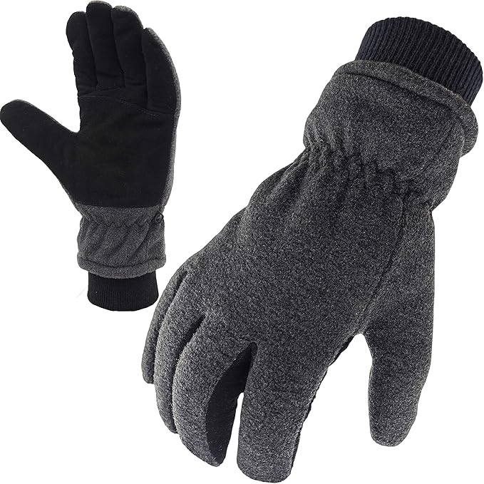 SKYDEER Winter Gloves with Soft Deerskin Suede Leather & Thermal Polar Fleece & Warm 3M Thinsulate Insulation (SD8661T)