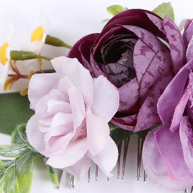Flower Hair Clip for Women - Elegant Hair Accessory for Wedding, Party & Daily Wear (Purple 2)