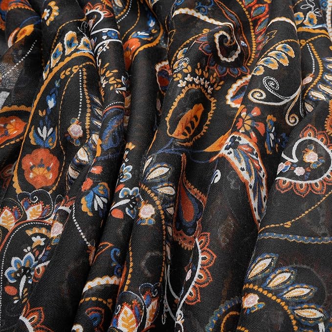 YOUR SMILE Large Boho Scarf for Women Lightweight Floral Printed Scarves Fall Winter Fashion Fringed Shawl wraps