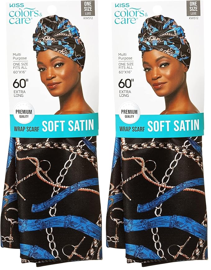 KISS Colors & Care Soft Satin Wrap Scarf - Luxury, Fashionable Multi-Purpose, Premium Hair Scarf for Minimizing Frizz, Chic & Comfortable, Preventing Breakage & Securing Styles