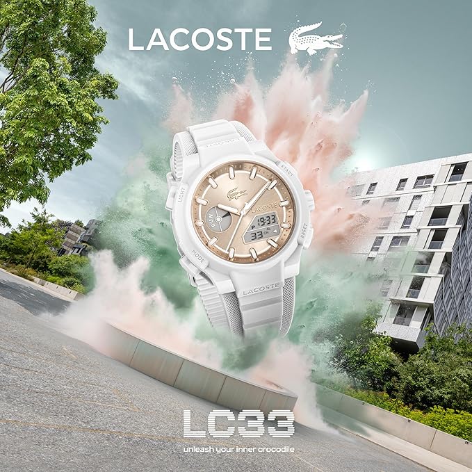 Lacoste LC33 Women's Analog Digital Watch, Silicone Strap, Contemporary, Sporty - Premium Fashion Timepiece - Gift for Her, 40mm