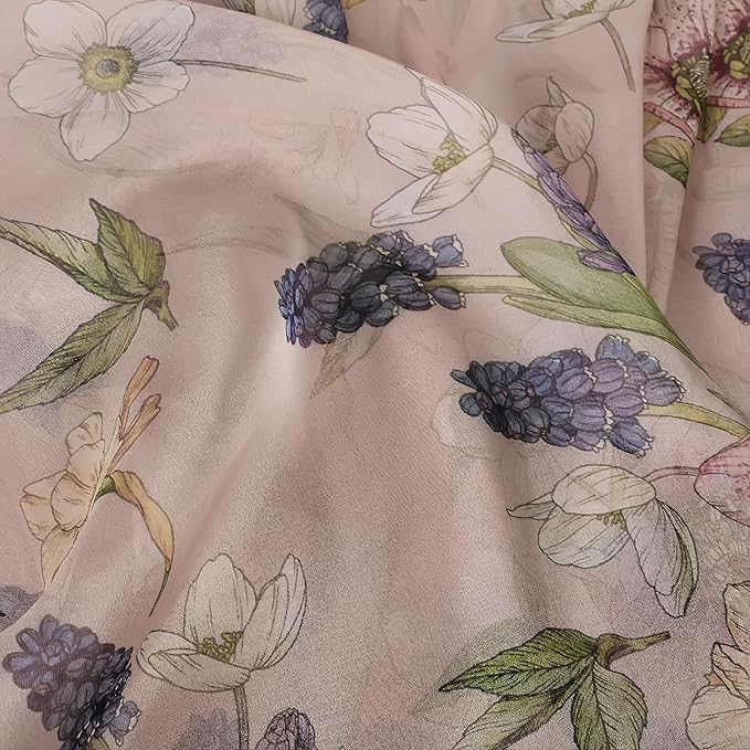 100% Mulberry Silk Women's Neck Silk Scarf-Lightweight Shawl,FLoral Print Beach Silk Wrap-Scarves for Photography