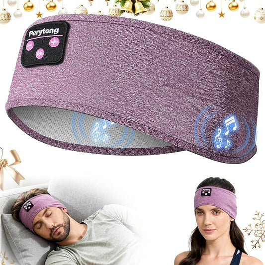 Sleep Headphones Bluetooth 5.4 Headband, Sleeping Headphones for Side Sleepers, Over-Ear Headphones with Built-in Stereo Speakers, Soft Sports Headband Music Earphones for Workout Running Air