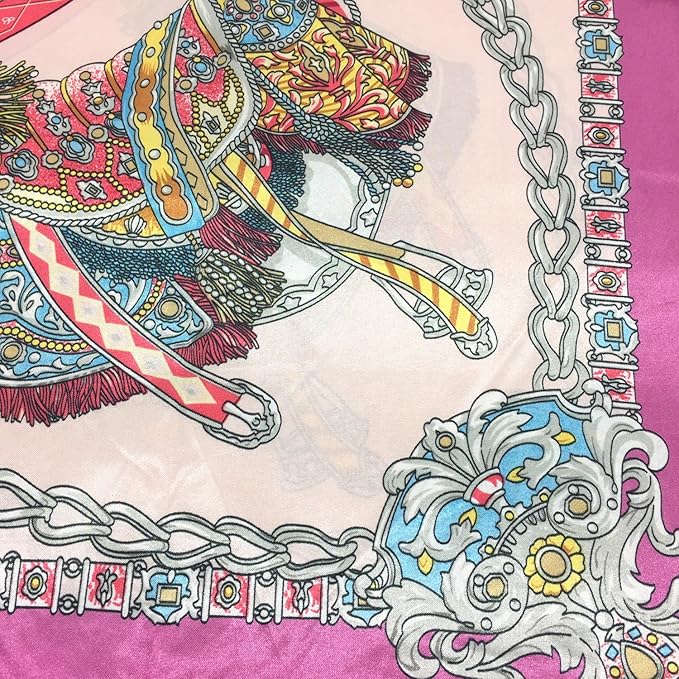 YOUR SMILE Silk Like Scarf Women's Fashion Pattern Large Square Satin Headscarf Headdress