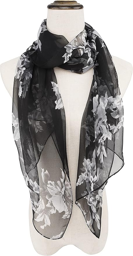 YOUR SMILE Ladies/Women's Lightweight Floral Print/Solid Color mixture Shawl Scarf For Spring Summer season