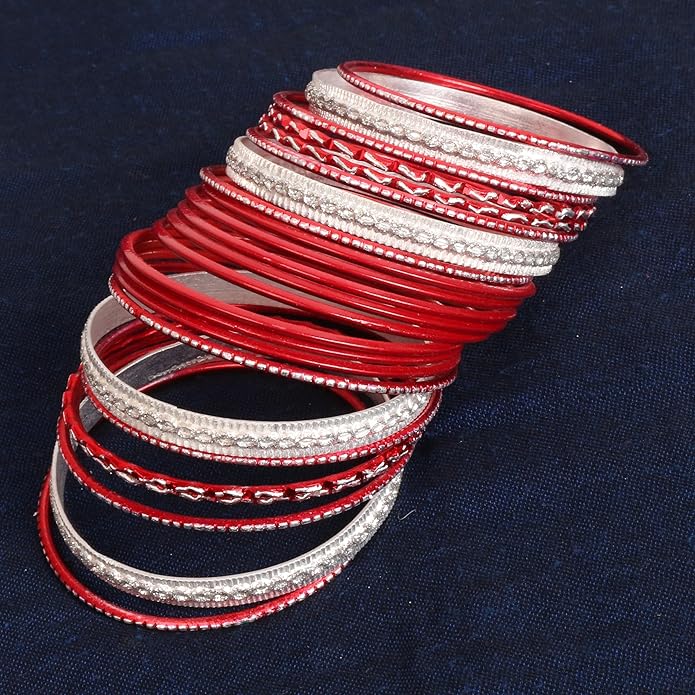 Touchstone Indian Metal Bangles for Women Gold Alloy Bracelets desi 2 Dozen Bangle Collection Bollywood Women's Jewelry Set Multi Stacking Wide Chunky Textured Golden Set of 24 in Gold or White Tone
