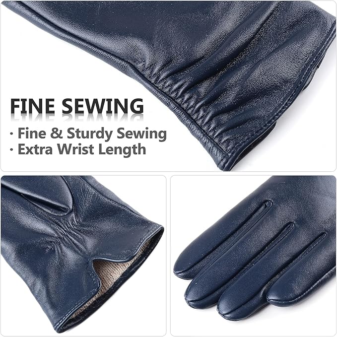 Dsane Womens Winter Leather Touchscreen Texting Warm Driving Lambskin Pure Genuine leather Gloves