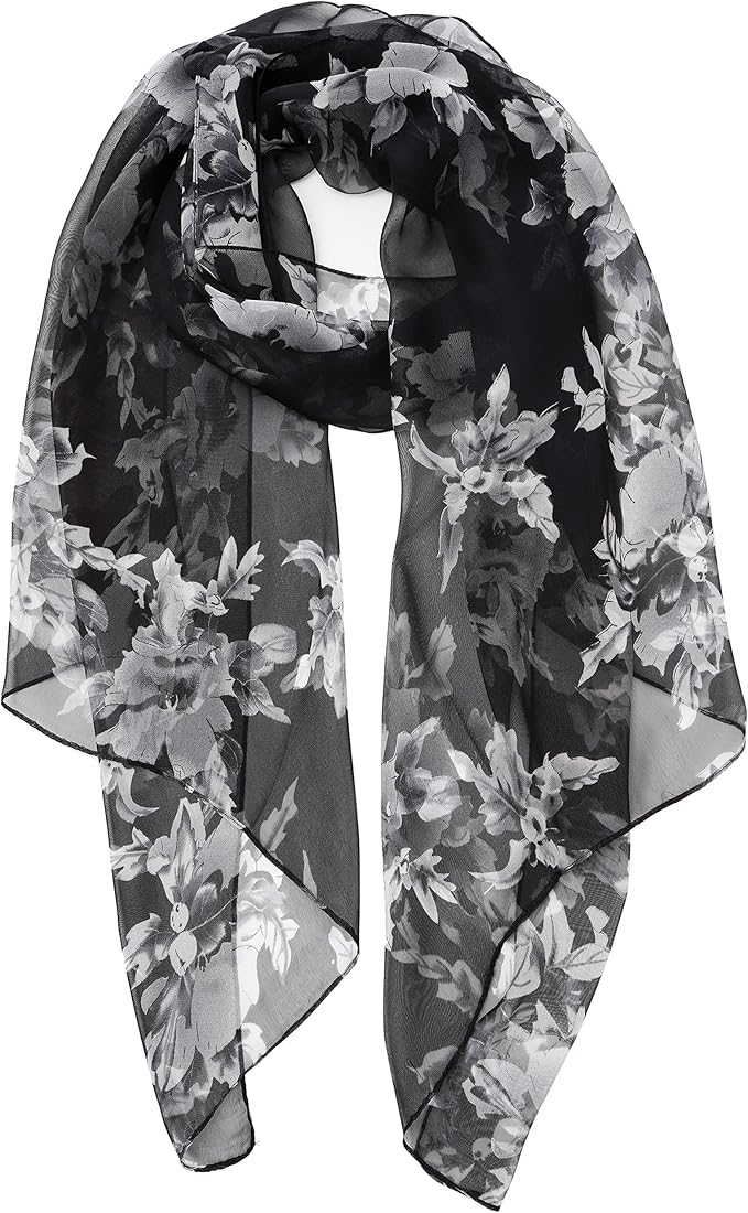 YOUR SMILE Ladies/Women's Lightweight Floral Print/Solid Color mixture Shawl Scarf For Spring Summer season