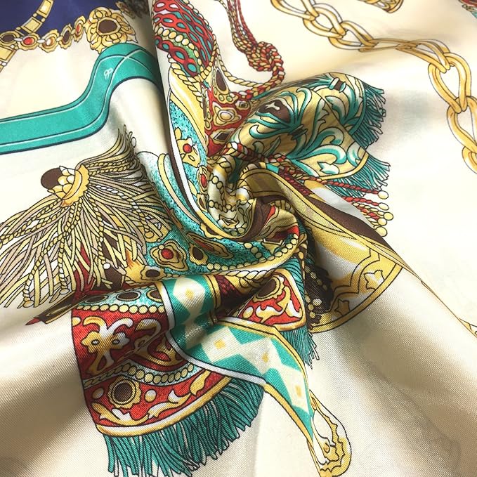 YOUR SMILE Silk Like Scarf Women's Fashion Pattern Large Square Satin Headscarf Headdress