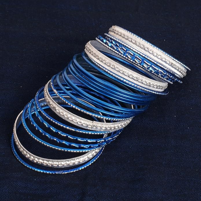 Touchstone Indian Metal Bangles for Women Gold Alloy Bracelets desi 2 Dozen Bangle Collection Bollywood Women's Jewelry Set Multi Stacking Wide Chunky Textured Golden Set of 24 in Gold or White Tone