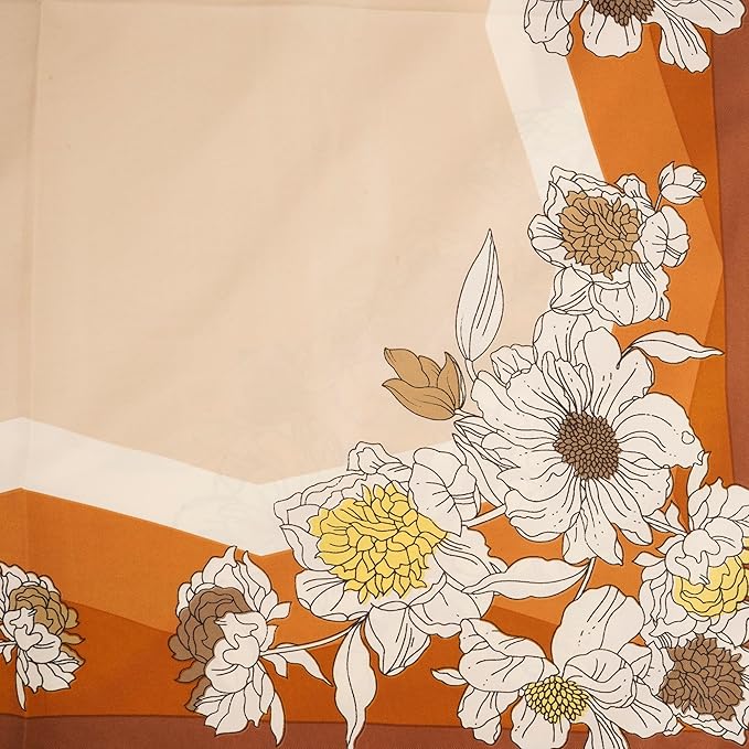 YOUR SMILE Silk Like Scarf Women's Fashion Pattern Large Square Satin Headscarf Headdress