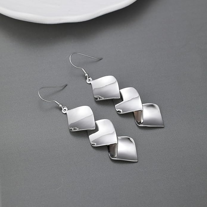 925 Sterling Silver Hooks Small Dangle Drop Earrings for Women Light Weight Tricolor Subtlety Small Fashion Dainty Perfect Jewelry for Gifts hypoallergenic Elegant Classical