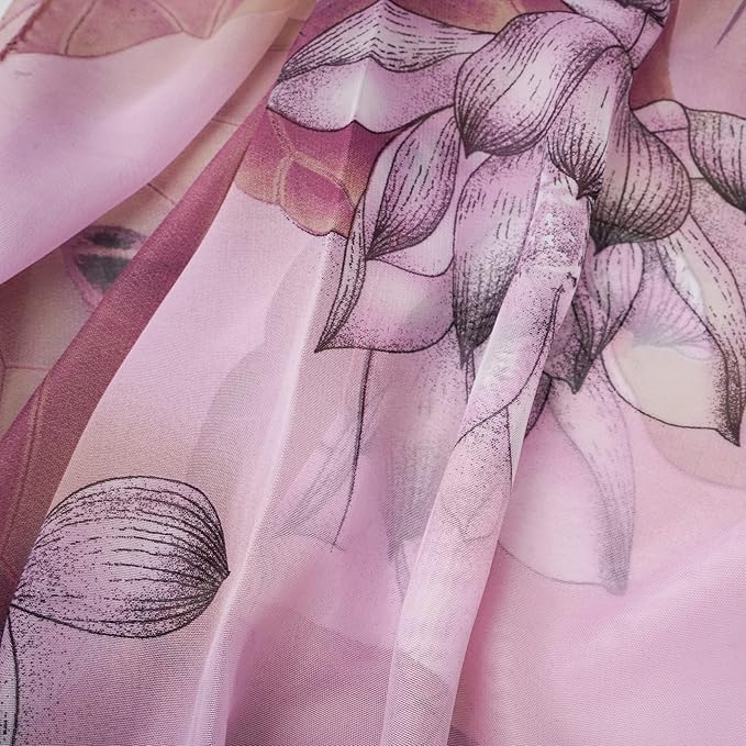 YOUR SMILE Ladies/Women's Lightweight Floral Print/Solid Color mixture Shawl Scarf For Spring Summer season