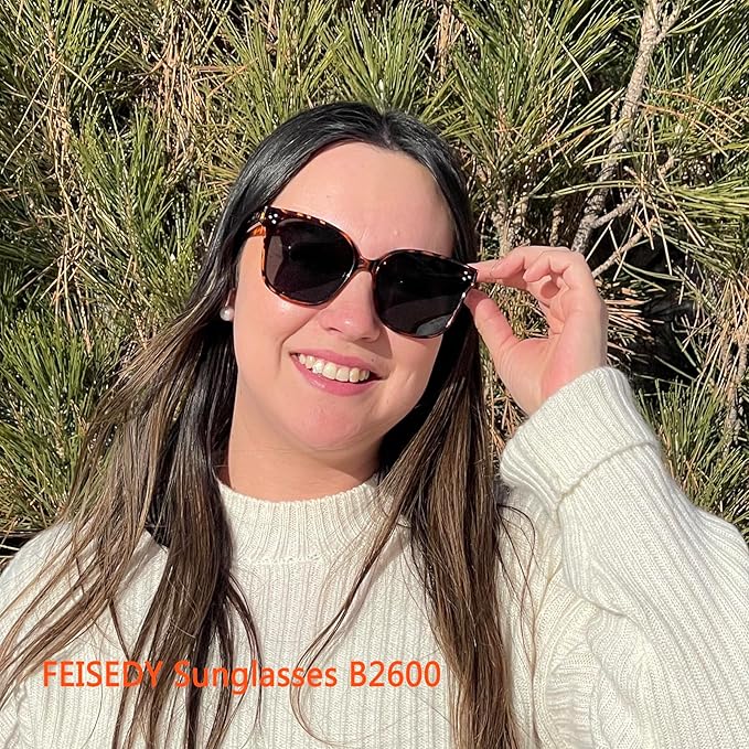 FEISEDY Oversized Polarized Sunglasses - UV400 Protection, Square Fashion Sun Glasses for Outdoor & Daily B2600