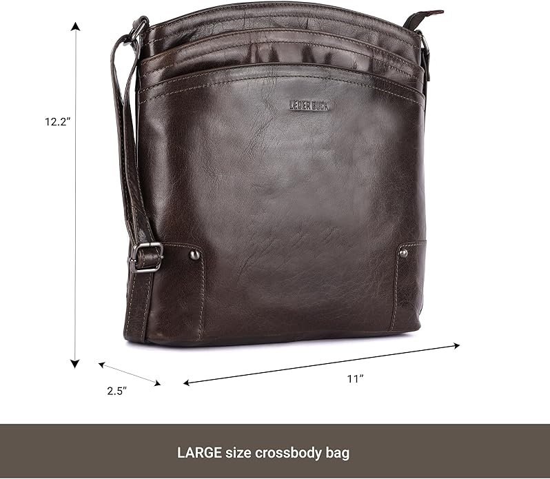 Terry Large Soft Real Leather Womens Crossbody Handbags and Purses-Triple Zip Premium Sling Crossover Shoulder Bag