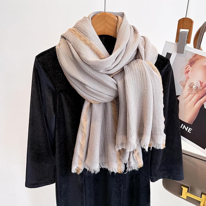 WINCESS.YU Women Gradient Scarf Long Shawls and Wraps Fashion Plain Pashmina Formal Scarf