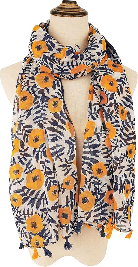 YOUR SMILE Large Boho Scarf for Women Lightweight Floral Printed Scarves Fall Winter Fashion Fringed Shawl wraps