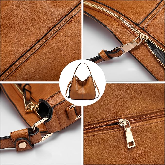 Realer Hobo Crossbody Bags for Women Designer Faux Leather Hobo Handbags Retro Large Size Shoulder Bag Bucket Purse