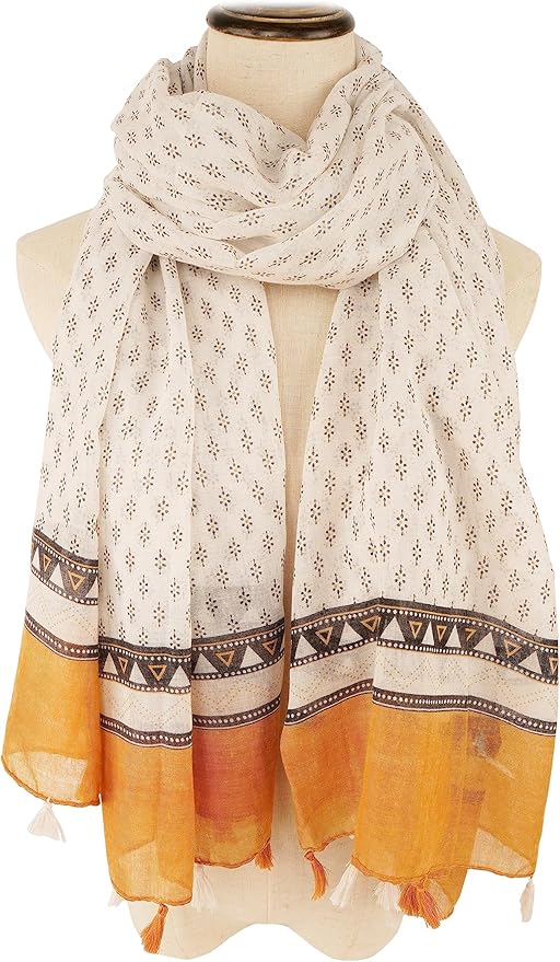 YOUR SMILE Large Boho Scarf for Women Lightweight Floral Printed Scarves Fall Winter Fashion Fringed Shawl wraps