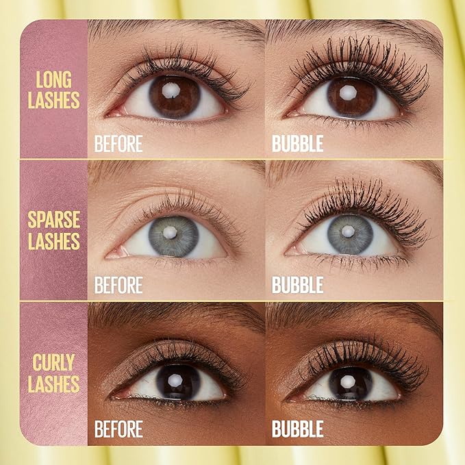 Maybelline The Colossal Bubble Washable Mascara, Buildable Mascara Volume and Length Formula for Bold, Separated Lashes, Brownish Black, 1 Count