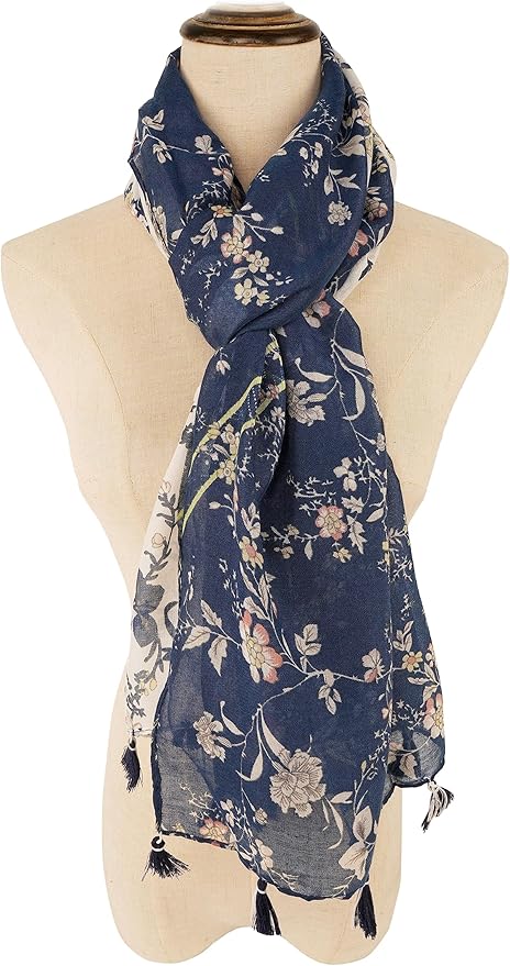 YOUR SMILE Large Boho Scarf for Women Lightweight Floral Printed Scarves Fall Winter Fashion Fringed Shawl wraps