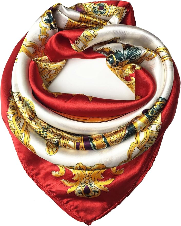 YOUR SMILE Silk Like Scarf Women's Fashion Pattern Large Square Satin Headscarf Headdress