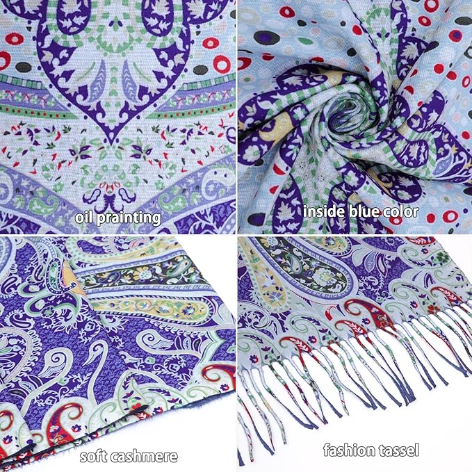 Scarf Shawl Wraps for Women Pashmina Soft Cashmere Scarf Printed Large Blanket Scarf Warm for Fall Winter