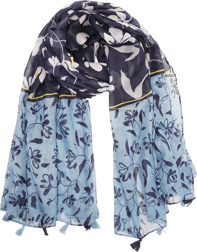 YOUR SMILE Large Boho Scarf for Women Lightweight Floral Printed Scarves Fall Winter Fashion Fringed Shawl wraps
