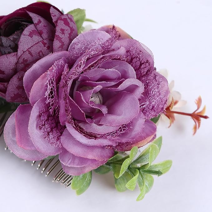 Flower Hair Clip for Women - Elegant Hair Accessory for Wedding, Party & Daily Wear (Purple 2)
