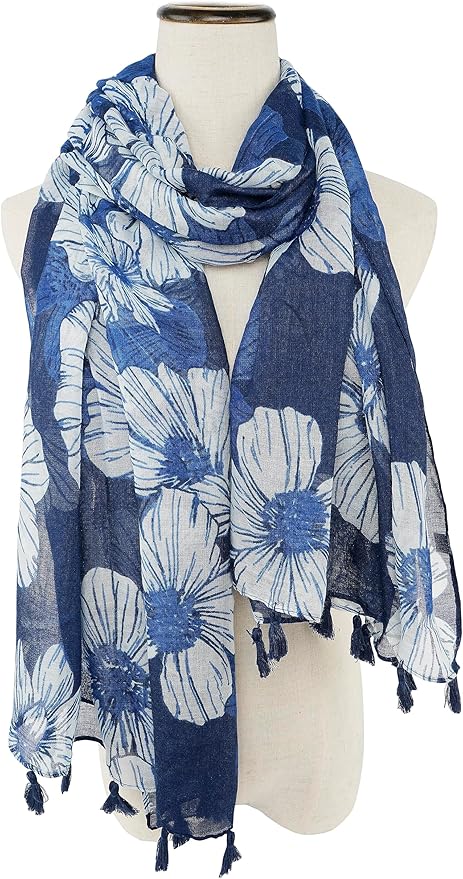 YOUR SMILE Large Boho Scarf for Women Lightweight Floral Printed Scarves Fall Winter Fashion Fringed Shawl wraps