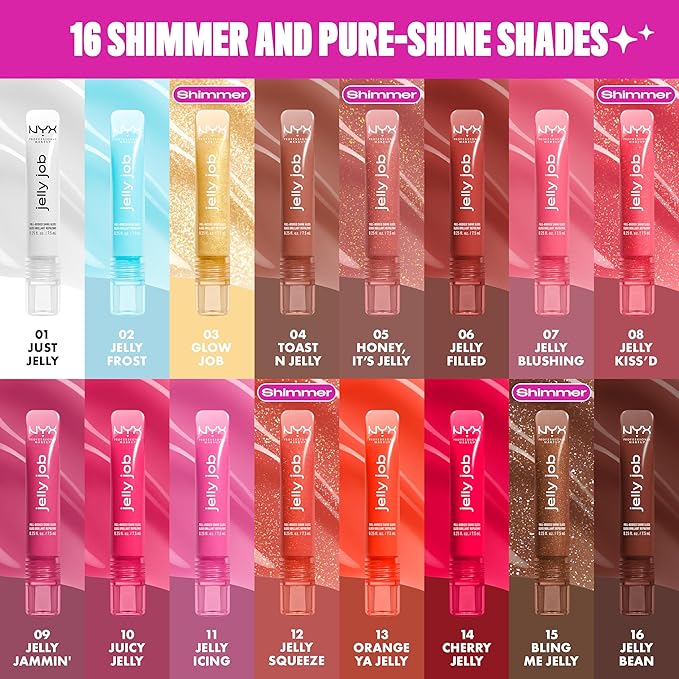NYX PROFESSIONAL MAKEUP Jelly Job Lip Gloss, Lip Tint Gloss with Full-Bodied, Smoothing, and Hyper-Glossy Shine - Jelly Filled (Spice Brown)