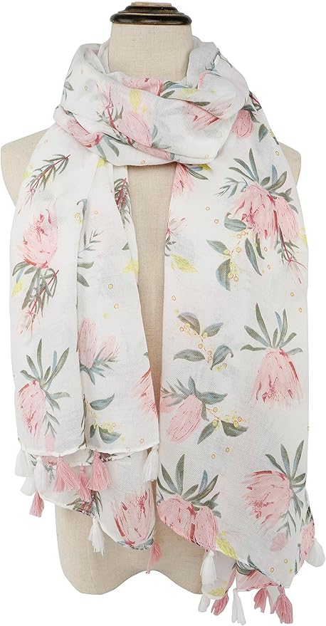YOUR SMILE Large Boho Scarf for Women Lightweight Floral Printed Scarves Fall Winter Fashion Fringed Shawl wraps