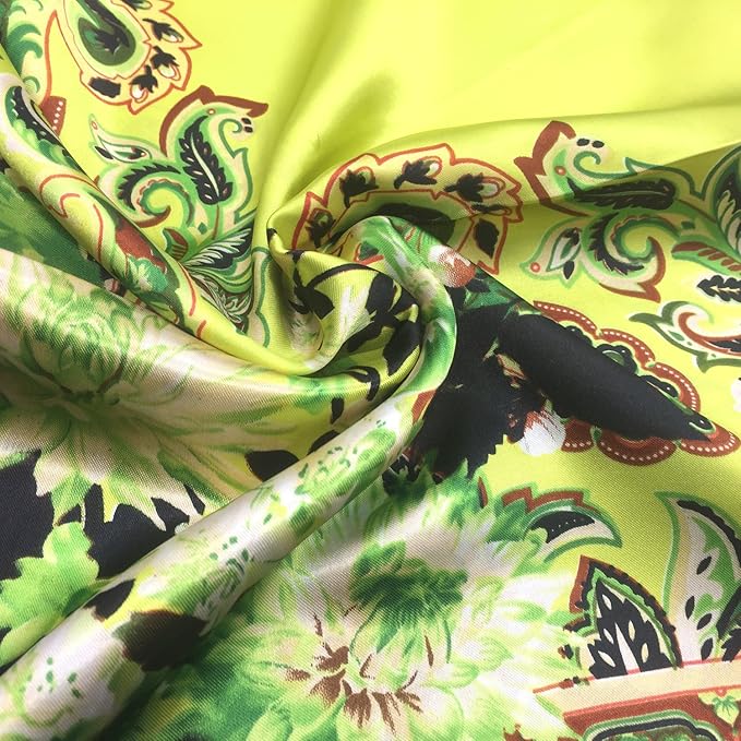 YOUR SMILE Silk Like Scarf Women's Fashion Pattern Large Square Satin Headscarf Headdress