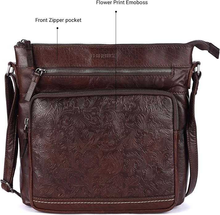 Olga Women's Extra-Large Genuine Leather Crossbody Purse – Soft Triple-Zip Shoulder Bag