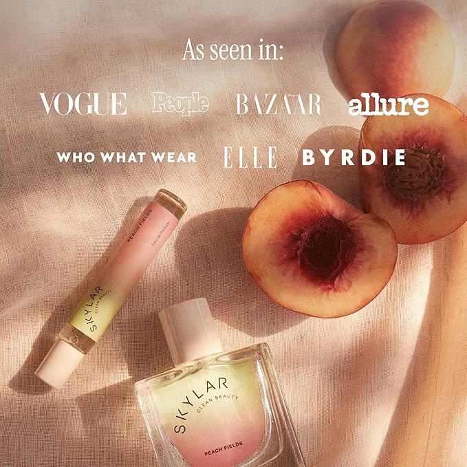 Skylar Peach Fields Eau de Parfum - Hypoallergenic & Clean Perfume for Women & Men, Vegan & Safe for Sensitive Skin - Sweet Perfume with Notes of Mandarin, Grapefruit, Peach - 10mL /0.33 Fl oz