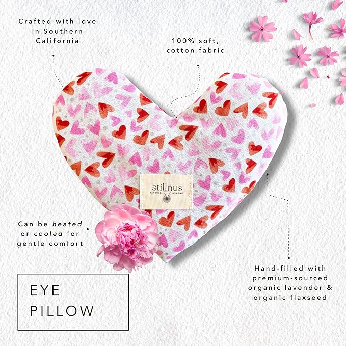 Weighted Heart Eye Pillow with Organic Lavender & Flaxseed – Relaxation Gift for Women, Meditation Tool, Mindful Rest, Cooling Eye Mask, Wellness Self-Care Kit