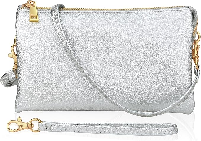 Vegan Leather Wristlet Purse for Women - Small Clutch Purse with Shoulder and Wrist Straps
