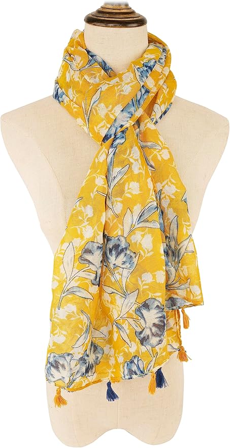 YOUR SMILE Large Boho Scarf for Women Lightweight Floral Printed Scarves Fall Winter Fashion Fringed Shawl wraps
