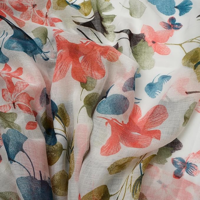 YOUR SMILE Large Boho Scarf for Women Lightweight Floral Printed Scarves Fall Winter Fashion Fringed Shawl wraps