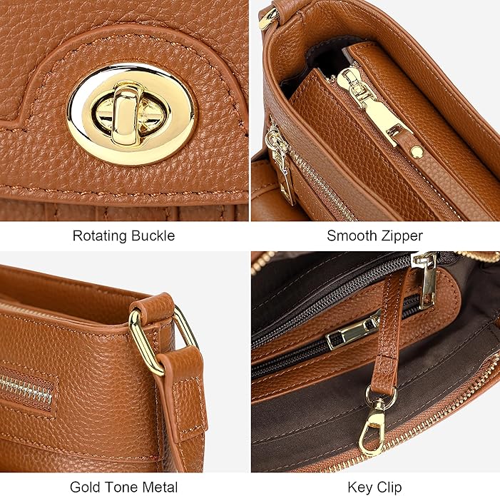 Over Earth Genuine Leather Crossbody Bags for Women Trendy Purses and Ladies Shoulder Handbags