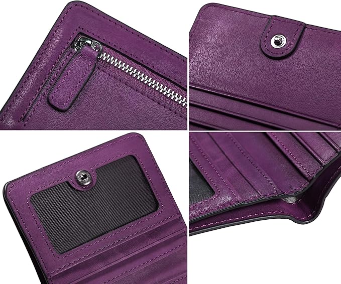 AINIMOER Small Leather Wallet for Women, Ladies Credit Card Holder RFID Blocking Women's Mini Bifold Pocket Purse