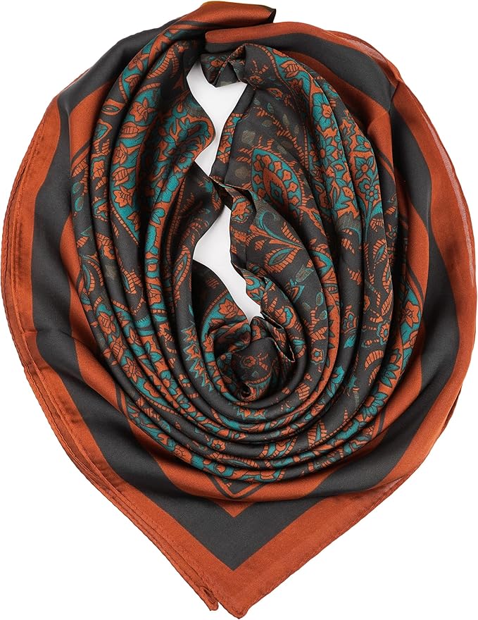YOUR SMILE Silk Like Scarf Women's Fashion Pattern Large Square Satin Headscarf Headdress